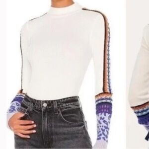 NWOT Free People | Switch It Up Ivory Thermal Top Shirt Womens Orig $78, Sz XS